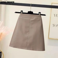 qoerlin washed pu leather skirt korean slim high waist shorts skirt female plus size belt mini skirts safety liner shorts skirts