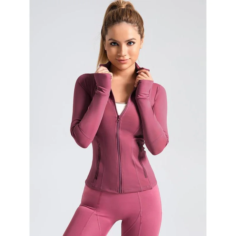 Женская однотонная спортивная куртка на молнии верхняя одежда с длинным рукавом