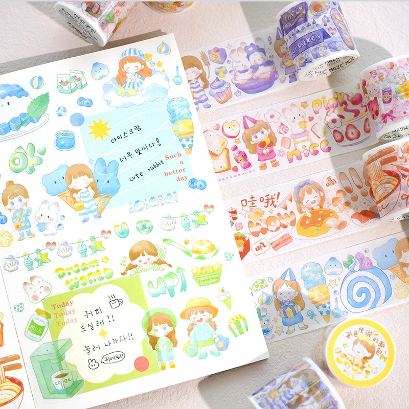 

BULA 1pcs/lot Decorative Adhesive Tapes Rabbit Junk Journal DIY Paper Japanese Masking Tapes Scrapbooking Stickers