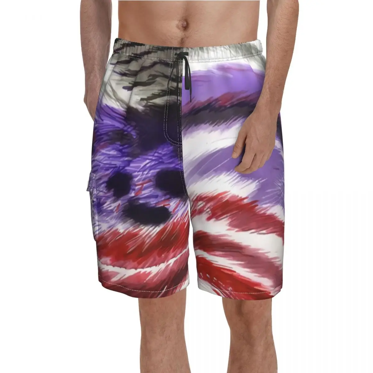

Abstract Rainbow Board Shorts High Quality Colorful Stripes Print Print Board Short Pants Male Elastic Waist Swimming Trunks