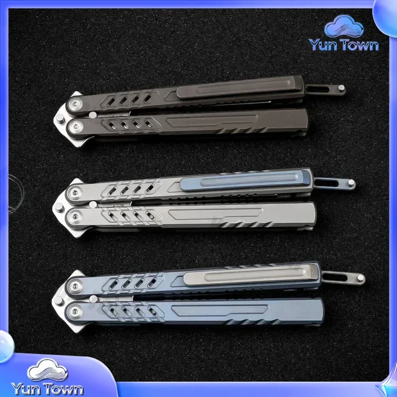 Фото Тренировочный балисонг Maxace Pelican-M с рукоятью из титана TC4, лезвием M390 Live Blade и струнным инструментом из стали 440C, EDC-инструмент для тюнинга, бабочка-нож №2