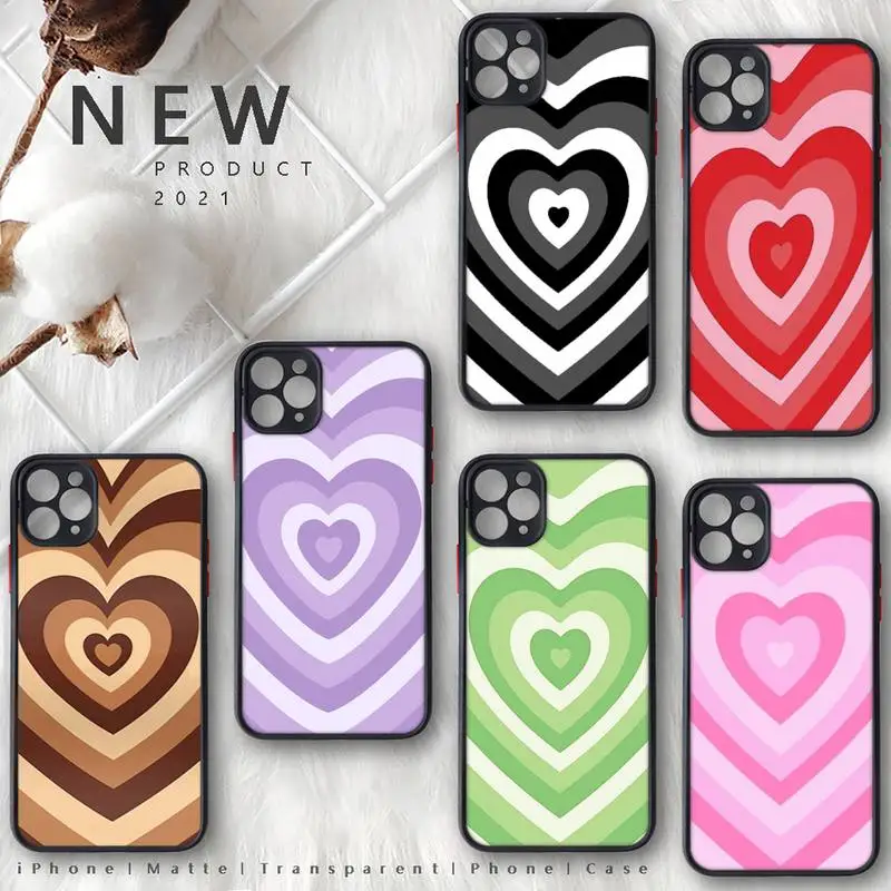 

Fashion Latte Love Coffee Heart Phone Case For iphone 13 12 11 8 7 plus mini x xs xr pro max matte transparent cover