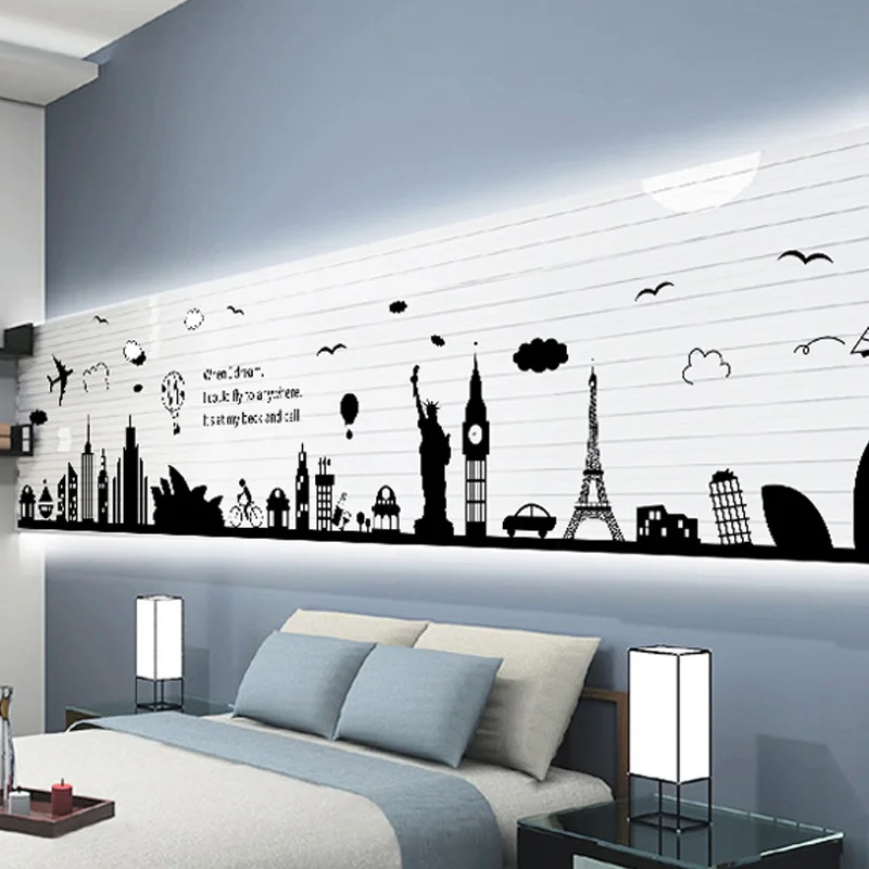 

Wall Stickers for Home European-Style Building Wall Decals PVC Living Room Decoraiton Waterproof Removable Wallpapers Posters