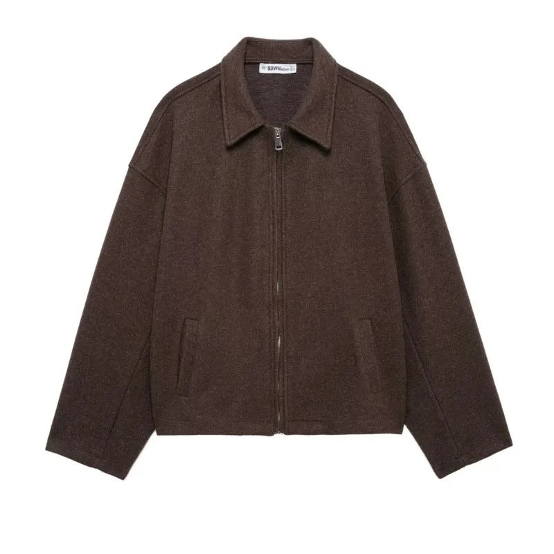 TRAF женская меховая куртка для одежды осенняя повседневная короткая на молнии с