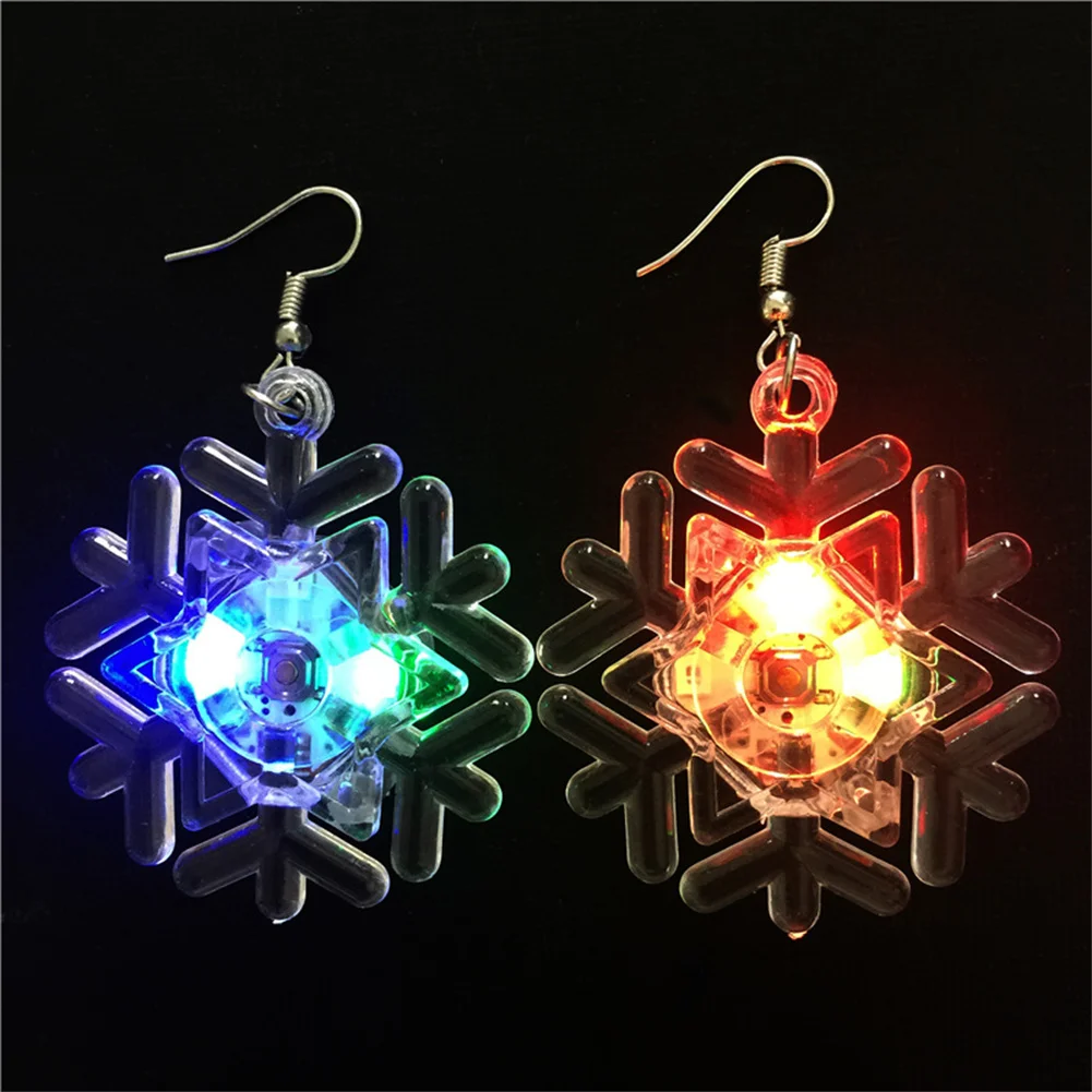 

1Pair Light Up LED Bling Ear Stud Rings Korean Flash Snowflake Rings Accessories for Party Women Christmas Rings Glow Stick