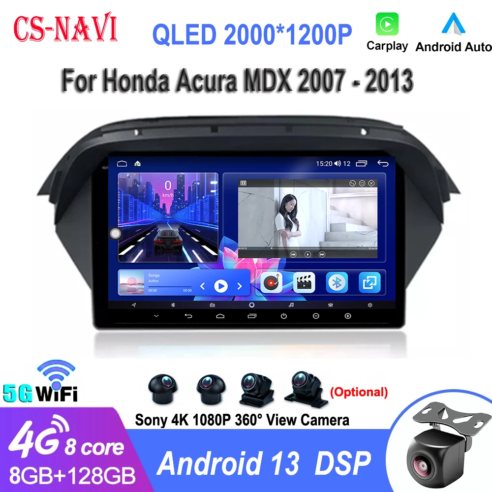 

Автомобильный мультимедийный плеер Android 13 для Honda Acura MDX 2007-2013, видеоплеер с GPS-навигацией, радио, 8 ядер, беспроводной Carplay, Android, авто