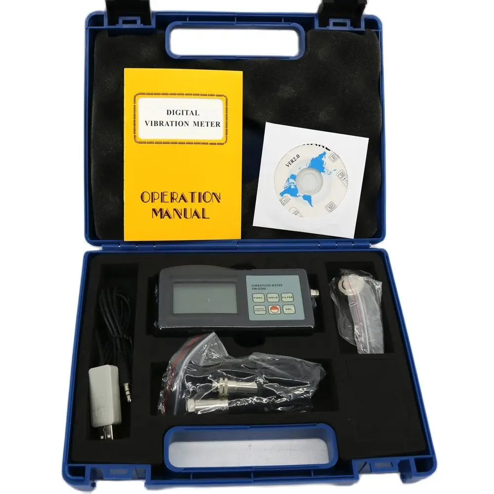 

Handheld Vibration Meter Tester VM-6360 Digital Vibrometer with CD Software and RS232 Cable