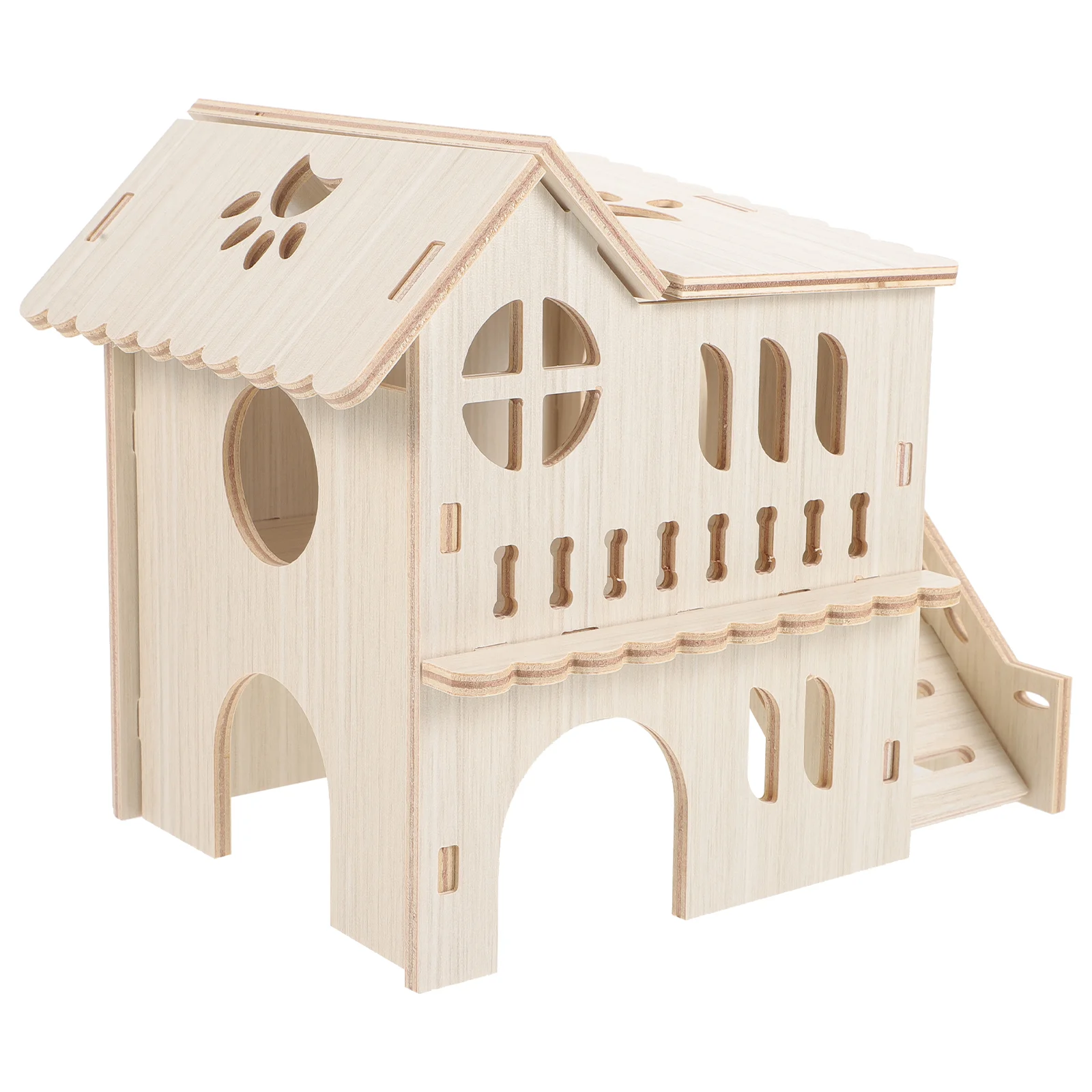 

Decor Hamster Villa Hideaway Wooden Hideout Double Layer Rat House Hideouts Houses Accessories Rabbit