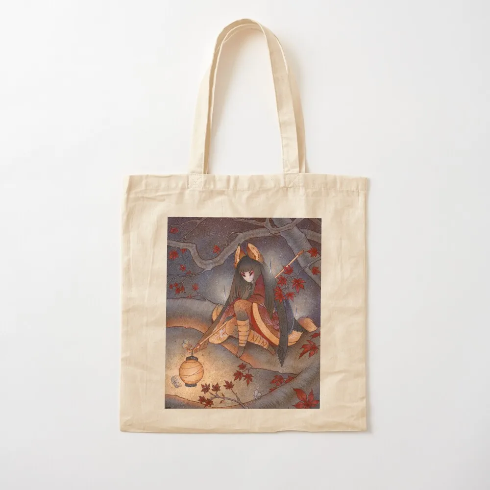 Японский клен Кицунэ с фонарем большая сумка сумка-шоппер женская холщовая