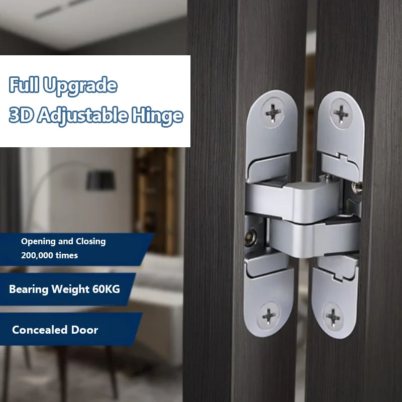 

2Pcs Three-dimensional Invisible Door Hinges Wooden Door Folding Blind Doors Cross 180° Inside and Outside Open Hidden Hinges