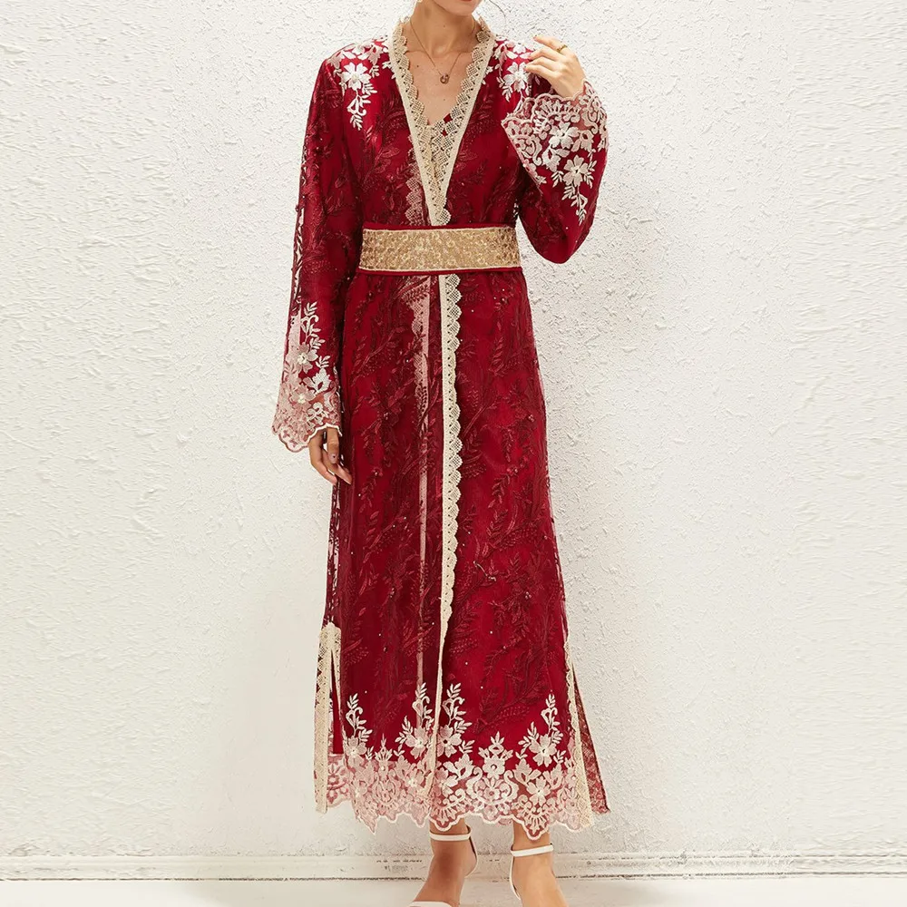 Abaya Дубай, мусульманское платье, роскошный Рамадан, кафтан, мусульманское кимоно, халат, женское кафтан, Марокканское макси, вечерние платья ...