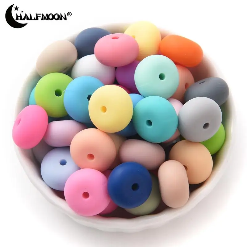 

14mm 10Pcs Silicone Beads Food Grade Abacus Teething Beads for Baby Teether Chewing Pacifier Clip Chain Accessories BPA Free