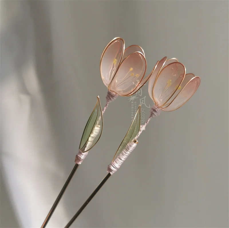 

Pink Hairpin Ancient Style Han Chinese Clothing Headdress Hair Clasp