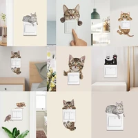 cartoon painted cute cat bird switch sticker wall stickers home decoration wall room decor home accessories wallpaper