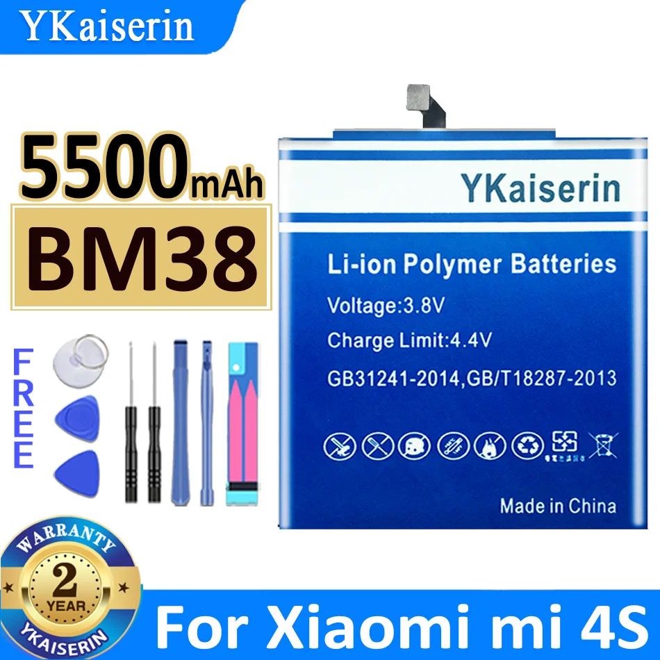 

YKaiserin Battery BM38 BM 38 5500mAh For Xiaomi Mi 4S M4s Mi4S High Capacity Bateria + Free Tools