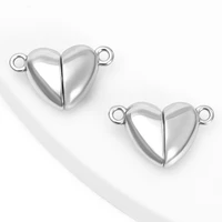 12mm heart shaped magnet buckle stainless steel polished bright surface button diy jewelry bracelet necklace pendant accessories