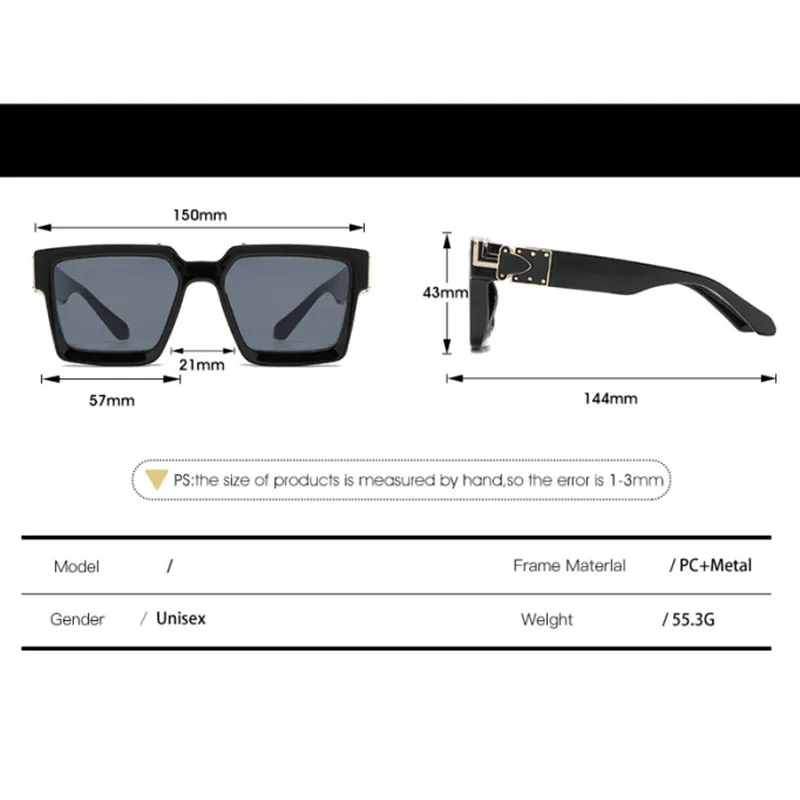 2022 Мужские квадратные солнцезащитные очки для женщин Горячая Распродажа синие