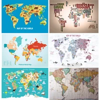 vinyl photography backdrops props physical map of the world vintage wall poster home school decoration baby background 22625 04