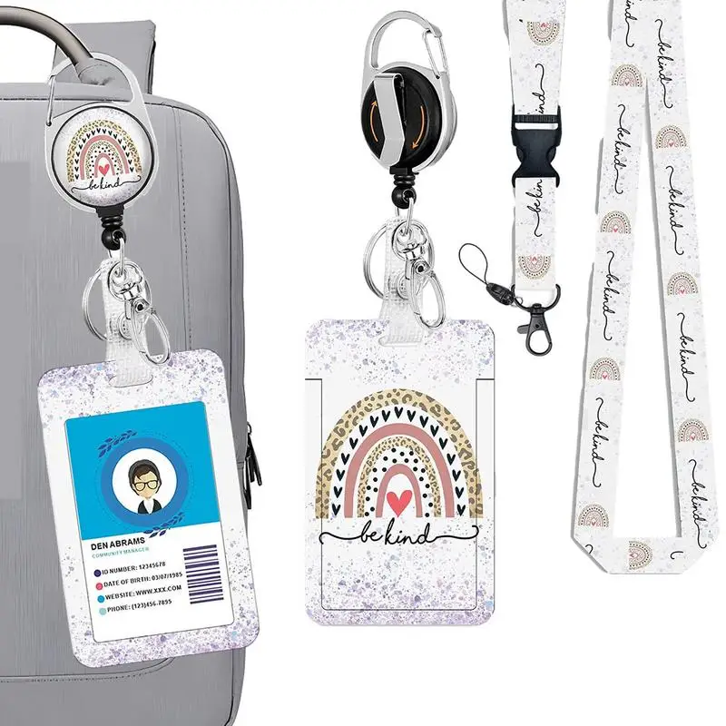 

Lanyard With ID Holder Retractable Badge Holders Reels With Lanyards Adjustable Christmas Gifts For Storing Badge Name Tag