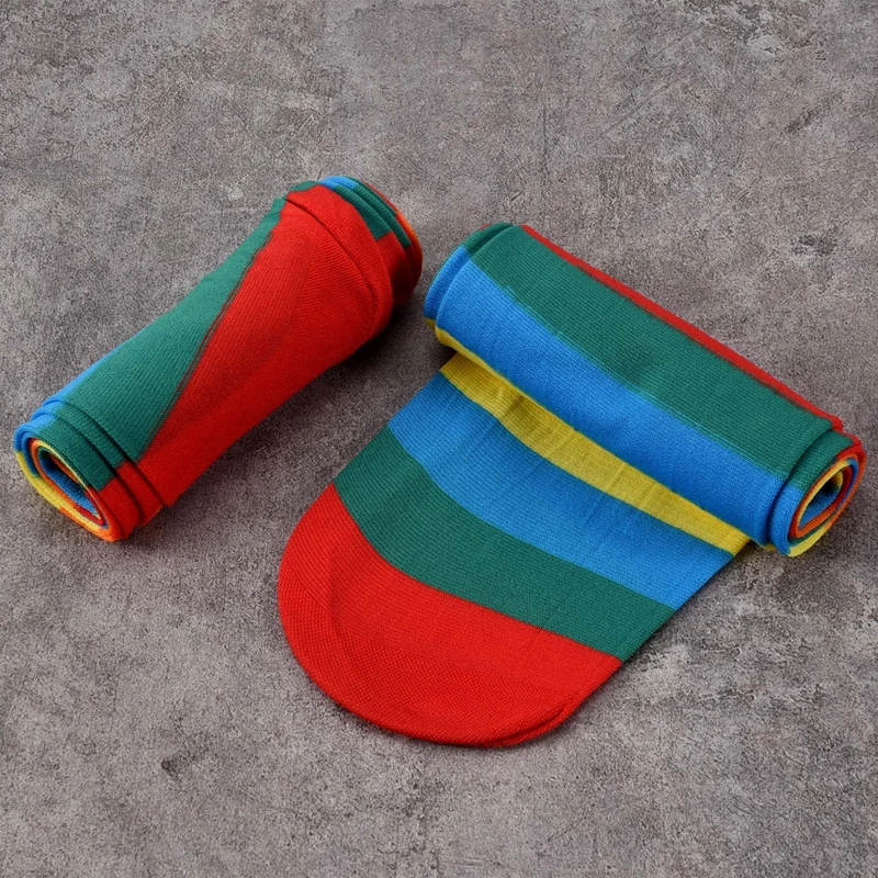 Красочные радужные полосатые носки выше колена полосатый костюм клоуна высокие