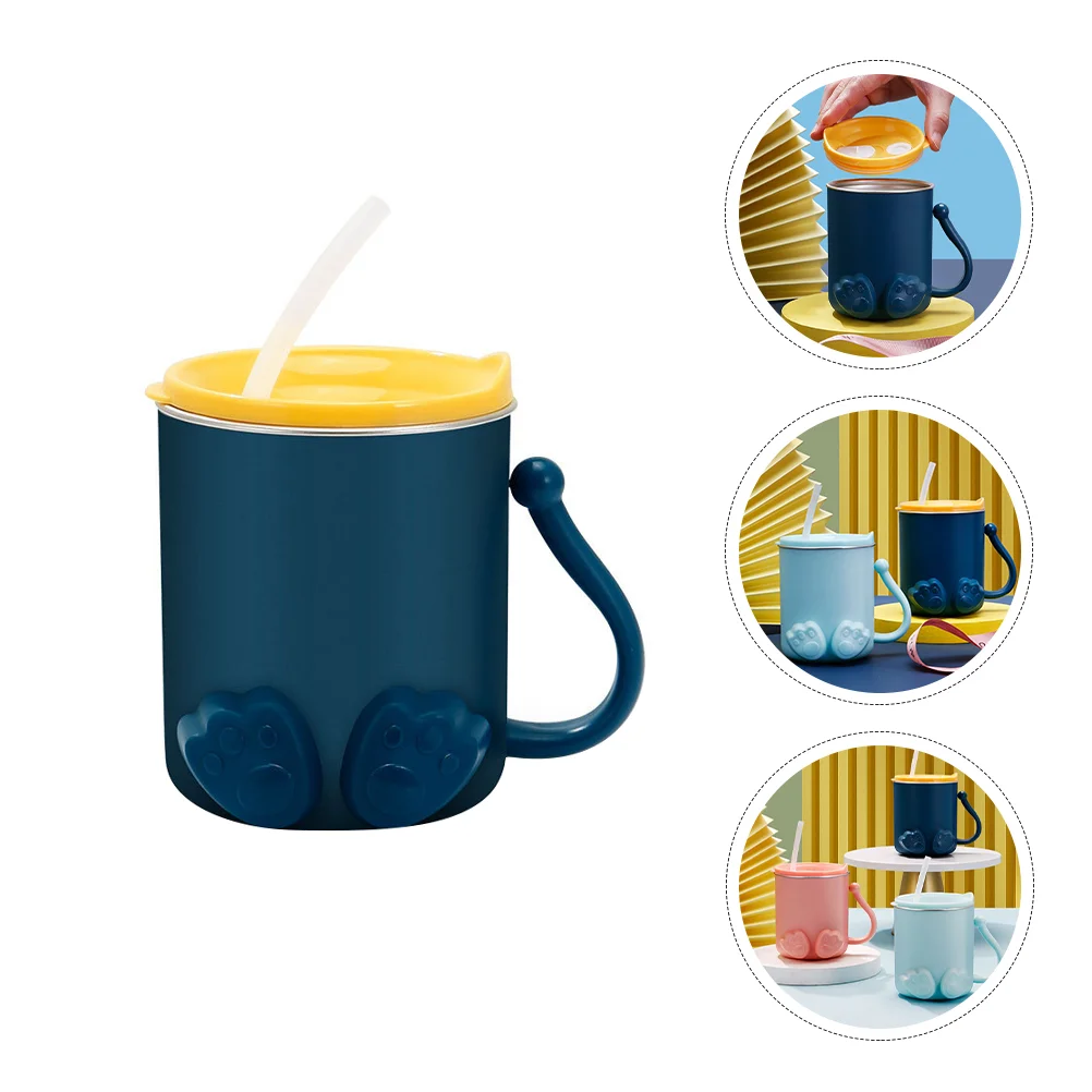 

Cup Milk Mug Kids Drinking Stainless Steel Cups Child Water Lid Heat Preservation Cartoon