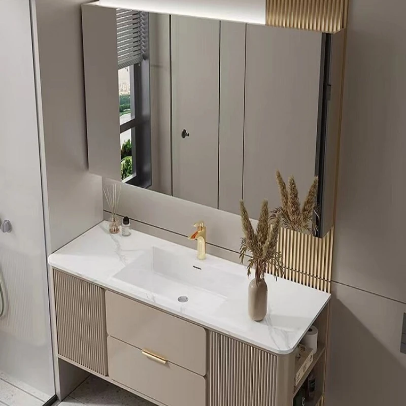 Легкий роскошный рок-шкаф для ванной комнаты скандинавский бесшовный