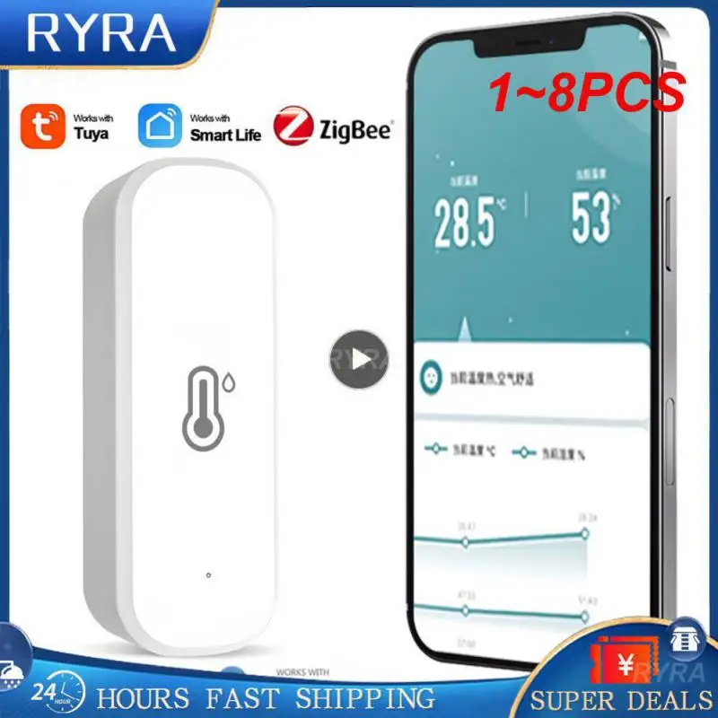 

1~8PCS Tuya Zigbee / WiFi Smart Temperature Humidity Sensor Indoor Hygrometer APP Remote Monitor Var Smart Life Works With Alexa