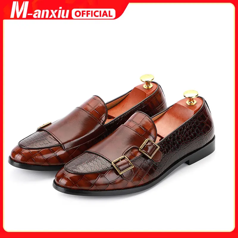 

M-anxiu Men Shoes Fashion Leather Doug Casual Flat Tassels Slip-On Driver Dress Loafers Pointed Toe Moccasin Wedding Shoes