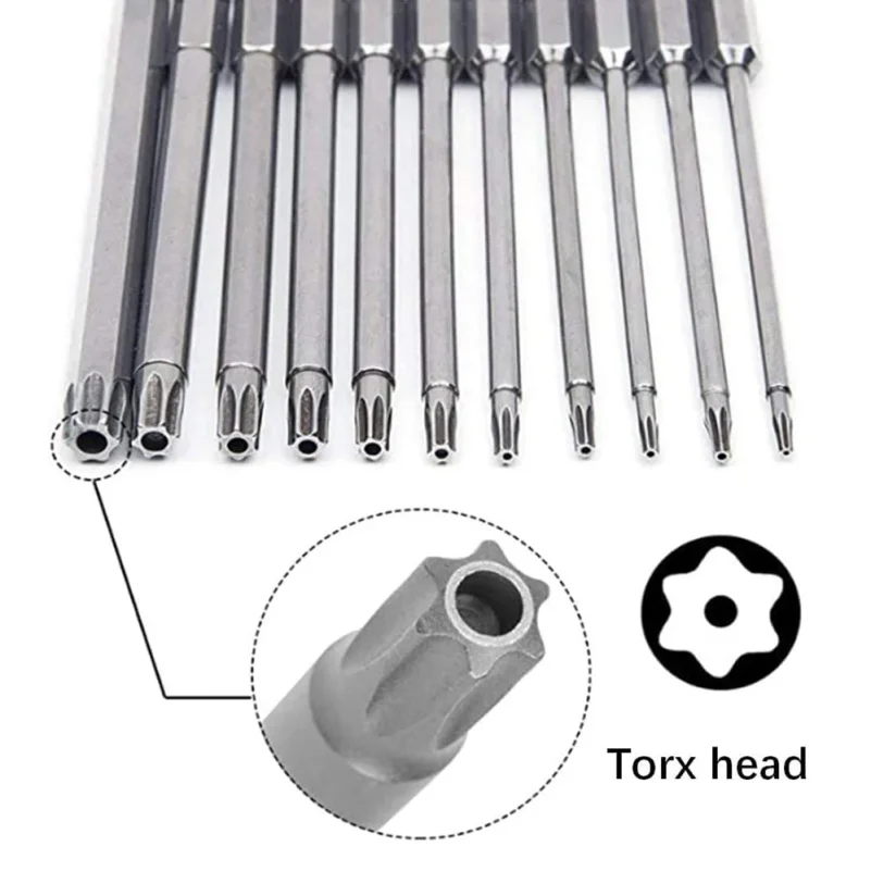 Фото Набор магнитных бит Torx Security T6-T40 (11 шт.) из стали S2 для шуруповертов Shark, 50/100 мм, инструменты для отверток №4