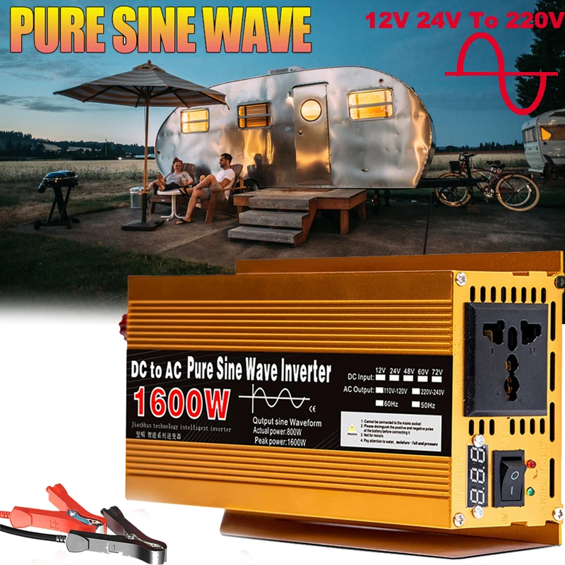 

Инвертор с чистой синусоидой 1600 Вт 2200 Вт 3000 Вт DC 12 В/24 В в AC 220 В преобразователь напряжения автомобильные чистые синусоидальные инверторы универсальная розетка
