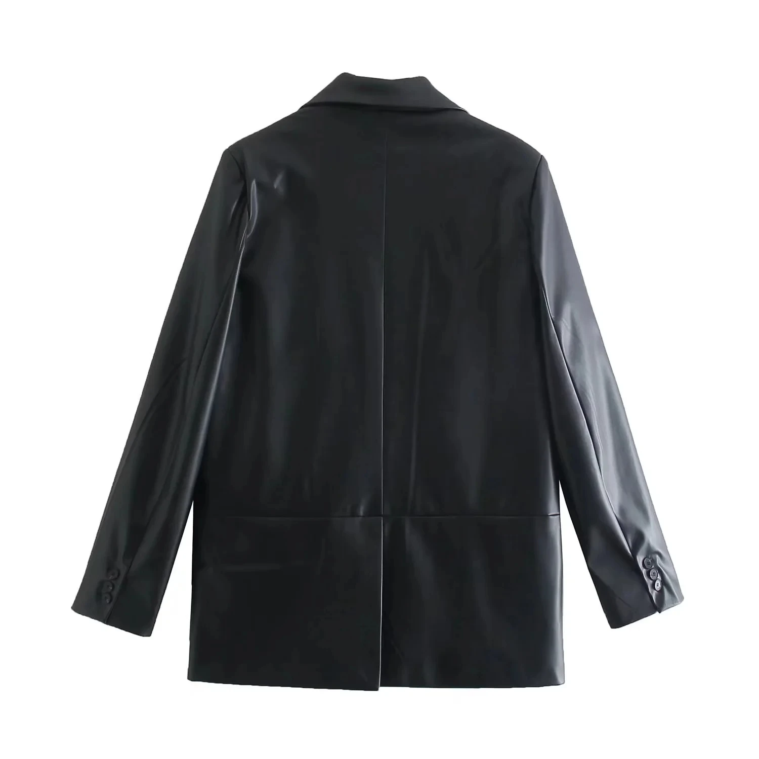 Jenny&Dave Ins Fashion Blogger Retro Leather Jacket Casual Pu Blazers Women