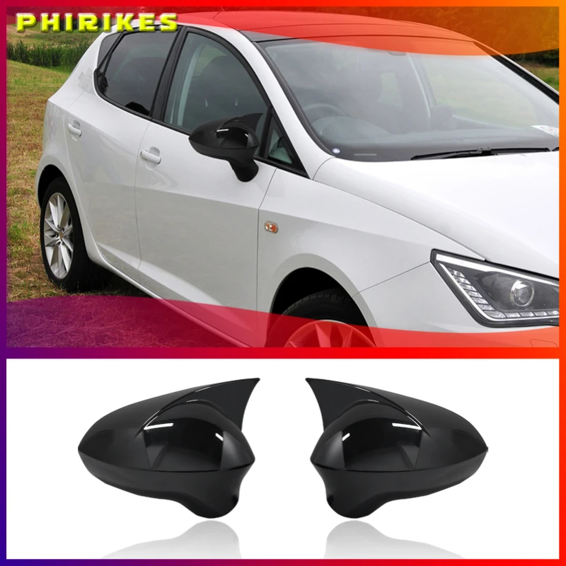 

2pcs Side Mirror Cover Caps For Seat LEON 1P IBIZA 6J EXEO 3R Door Wing Replace rear view external part Pair black