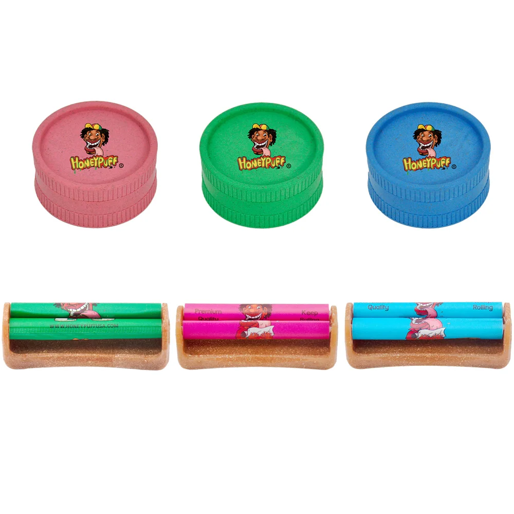 

HONEYPUFF 2 Layers 40mm Biodegradable Herb Grinder Crusher with 78mm Rolling Machinem Cigarette Maker Tobacco Accessories
