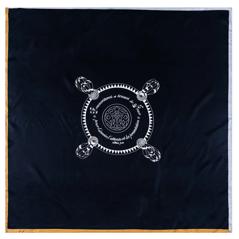 Черные шелковые края шарф с принтом ручная работа шелковая обертка для волос 90x9 0