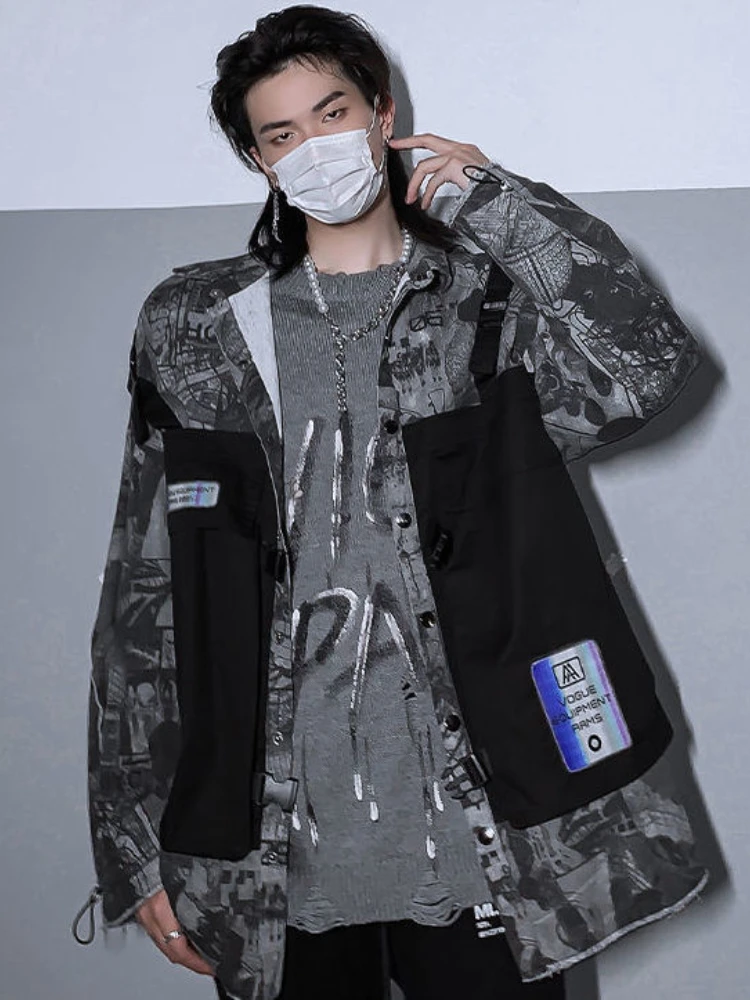 Куртка-карго Mafokuwz Мужская джинсовая в стиле хип-хоп