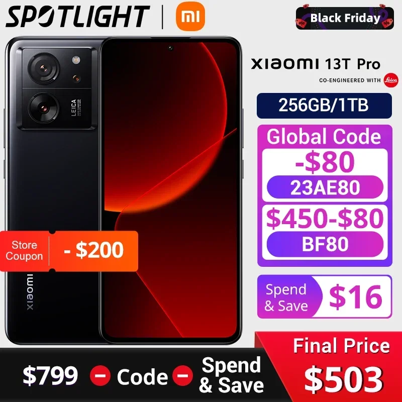 [World Premiere] Global Version Xiaomi 13T Pro 5G 12GB 256GB 50MP Leica Camera 144Hz AMOLED Display 5000mAh Battery IP68