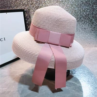 hepburn straw hat lady high quality lamp shade sun visor fashion beach sunscreen hat french wide brimmed hat retro style