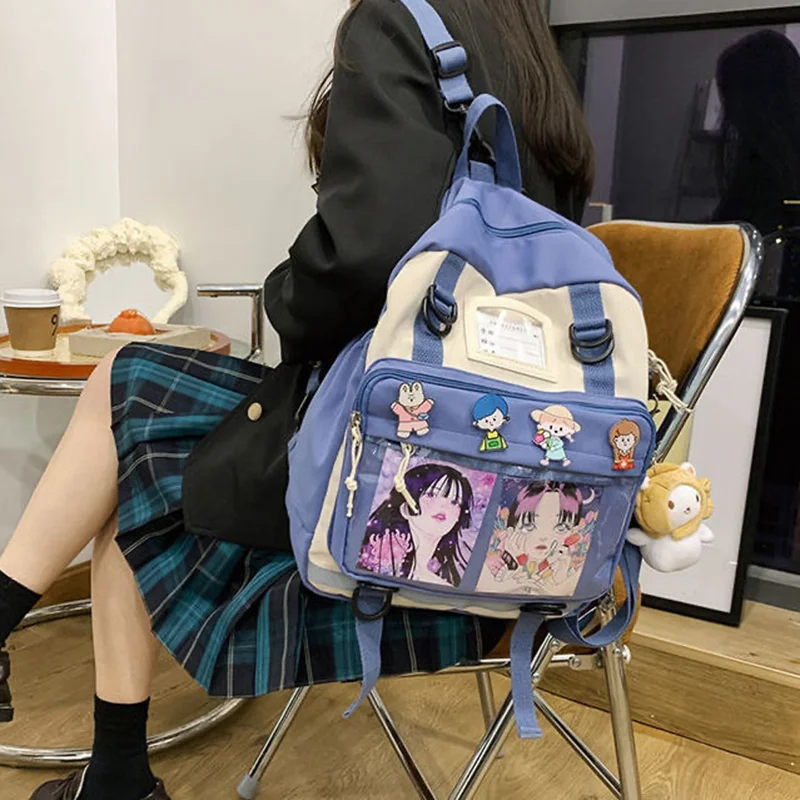 

Винтажный Японский Женский Рюкзак Kawaii на молнии Harajuku Y2k, модная школьная сумка JK для подростков, вместительная мультяшная Женская дорожная ...