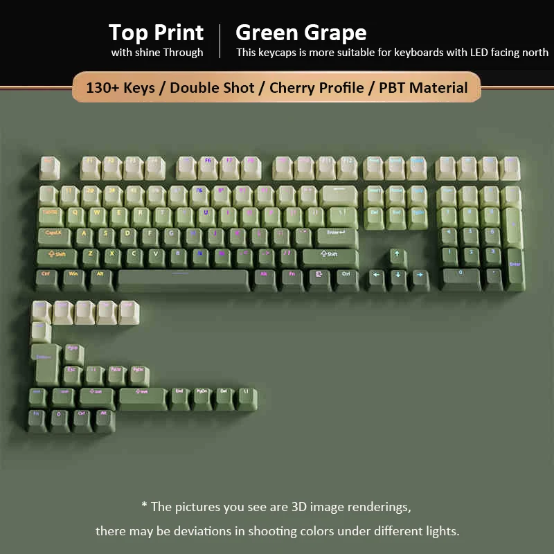 ZUIDID Green Grape Double Shot PBT Keycaps 130 Key Cherry Profile RGB Backlit