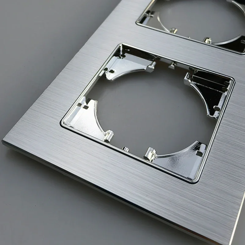 157*86 мм EU металлическая серая серебристая алюминиевая панель двойная Евророзетка