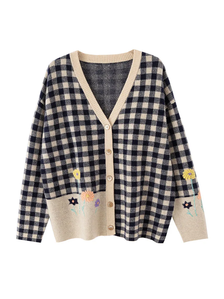 Осень-зима женский кашемировый свитер с v-образным вырезом кардиган свободный