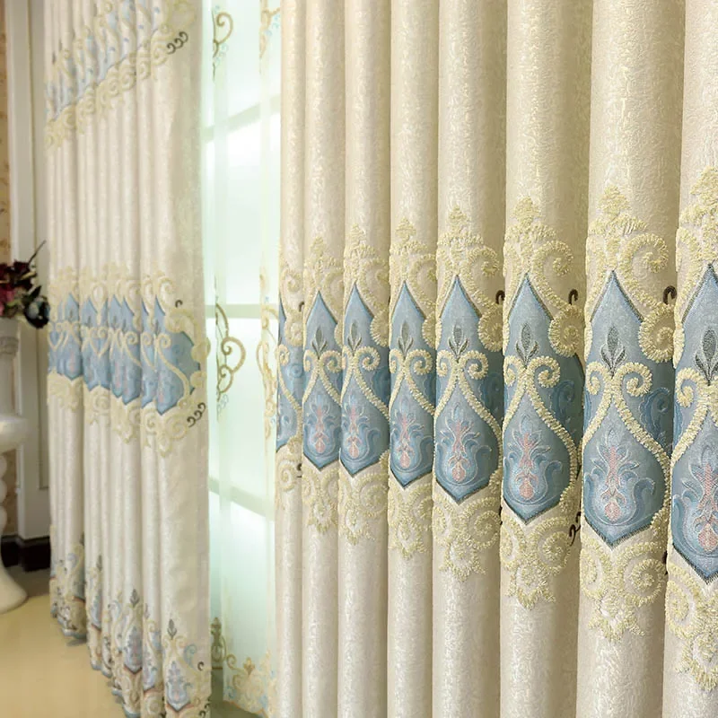 

NEW Elegant Jacquard Embroidery Curtains for Living Dining Room Bedroom European-style Luxury Heavy Fabric Window Curtain