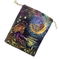 magic girl 13x18cm double sided printing compound velvet home accessories gift witch divination tarot card storage bag games bag