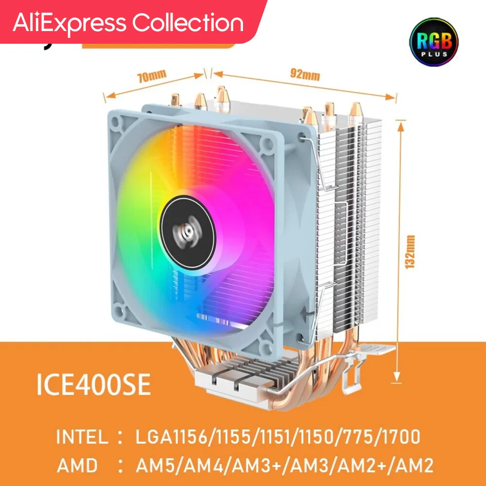 Aigo ICE400SE Air CPU Cooler Cooling Fan Quiet Ventilador 4 Heat Pipes Radiator For Intel LGA 115X 1700