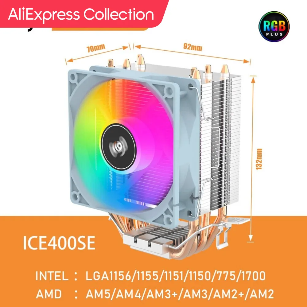 AliExpress Collection Aigo ICE400SE воздухоохладитель процессора, охлаждающий вентилятор, тихий вентилятор с 4 тепловыми трубками, радиатор для Intel LGA 115X 1700 AliExpress Collection Aigo ICE400SE воздухоохладитель процессора, охлаждающий вентилятор, тихий вентилятор с 4 тепловыми трубками, радиатор для Intel LGA 115X 1700