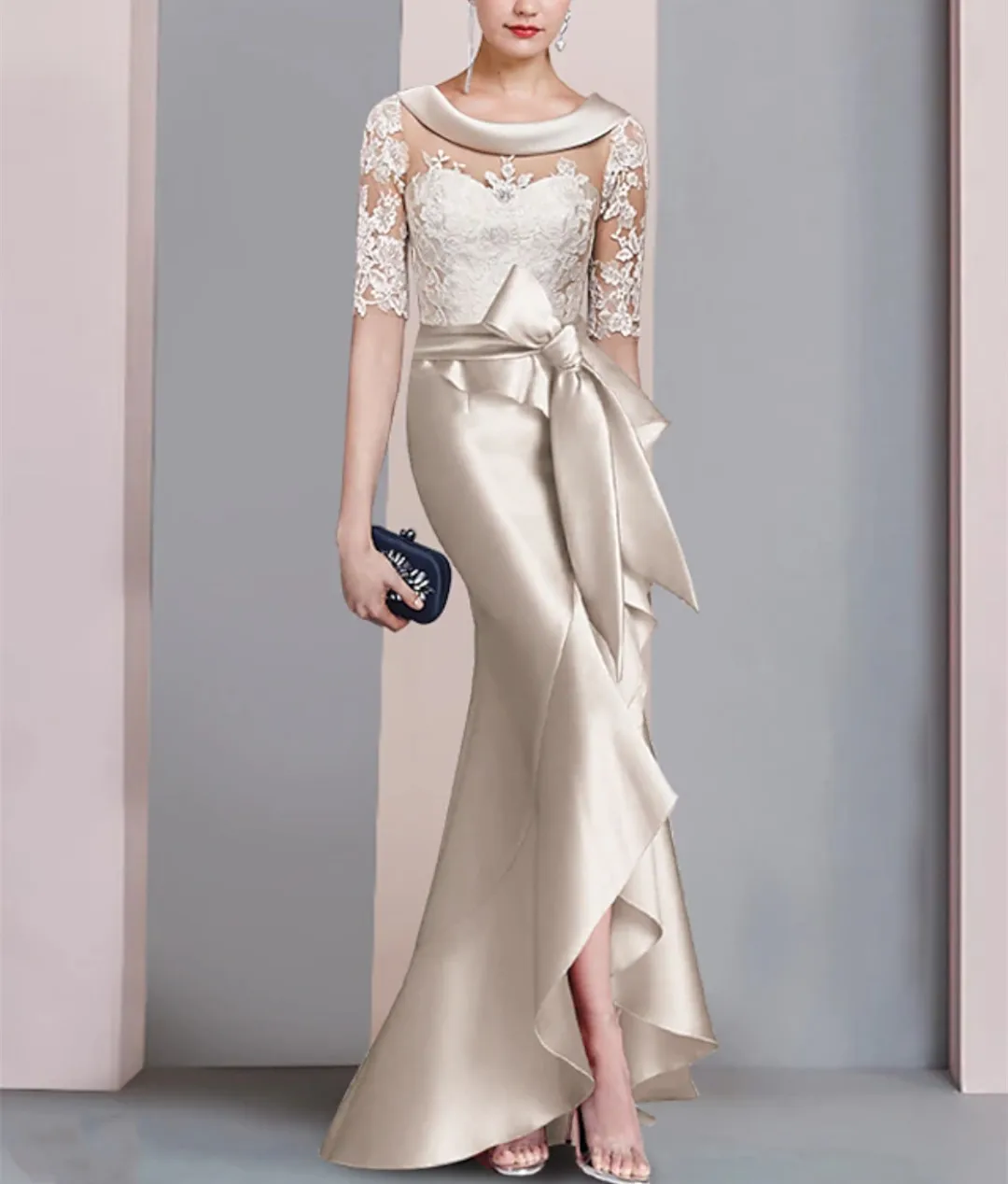 

Винтажное длинное атласное платье цвета шампанского для женщин