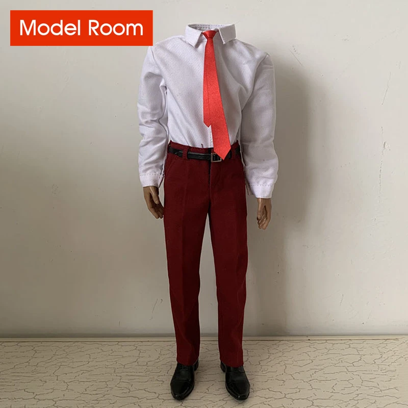 

1/6 Scale Male T-shirt Red Pants Shoes Set Soldier Suit Clothes Accessories Model Fit 12'' Narrow Shoulder Action Figure Body