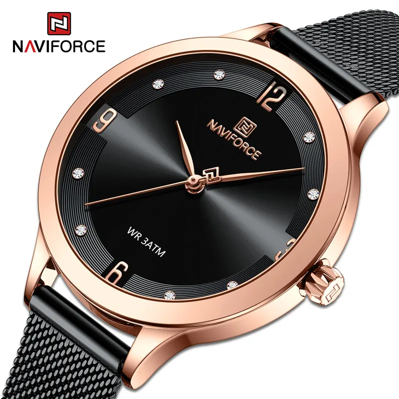 NAVIFORCE Women's Quartz Watches Luxiry High Quality Stainless Steel Famale Wrist Watch Bracelet Original Clock Relogio Feminino