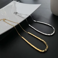 design sense small square snake bone chain necklace female summer ins tide 2022 titanium steel jewelry for women free shipping