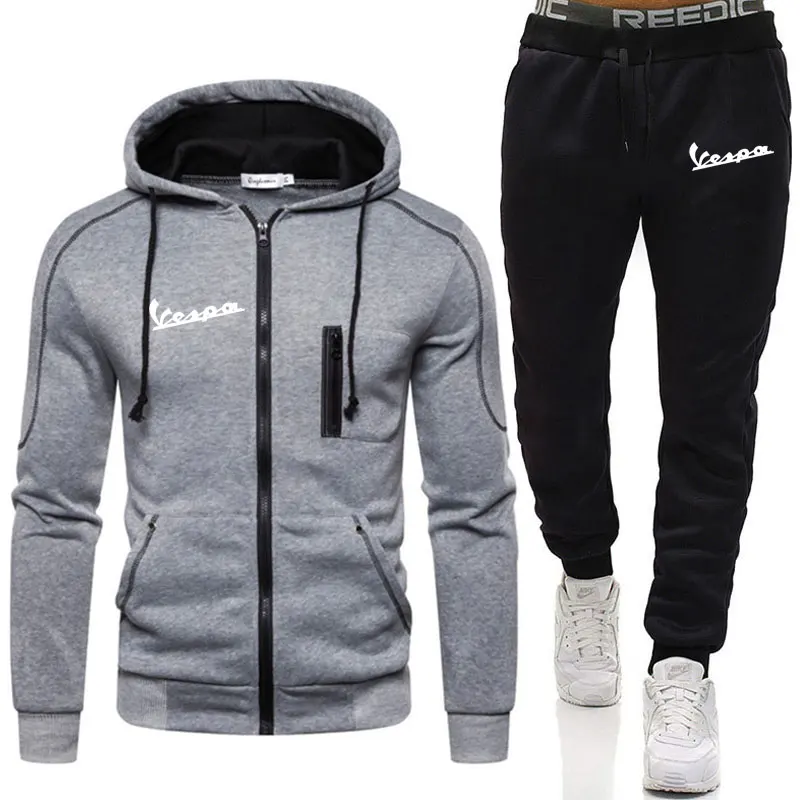 

2022 Men's casual suit Vespa autumn sportswear zipper hoodie + pants 2-piece setMen's sportswear sports suit hoodie set